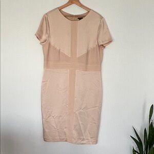 Ann Taylor Classic Short-Sleeve Sheath Dress in Blush